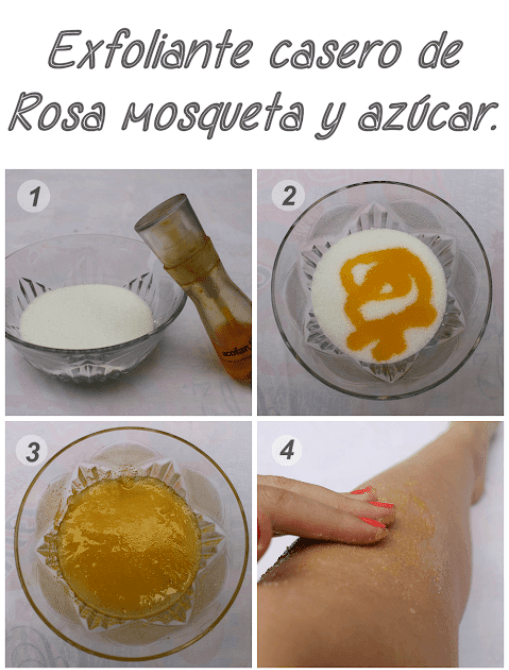 homemade sugar scrub and rose hip